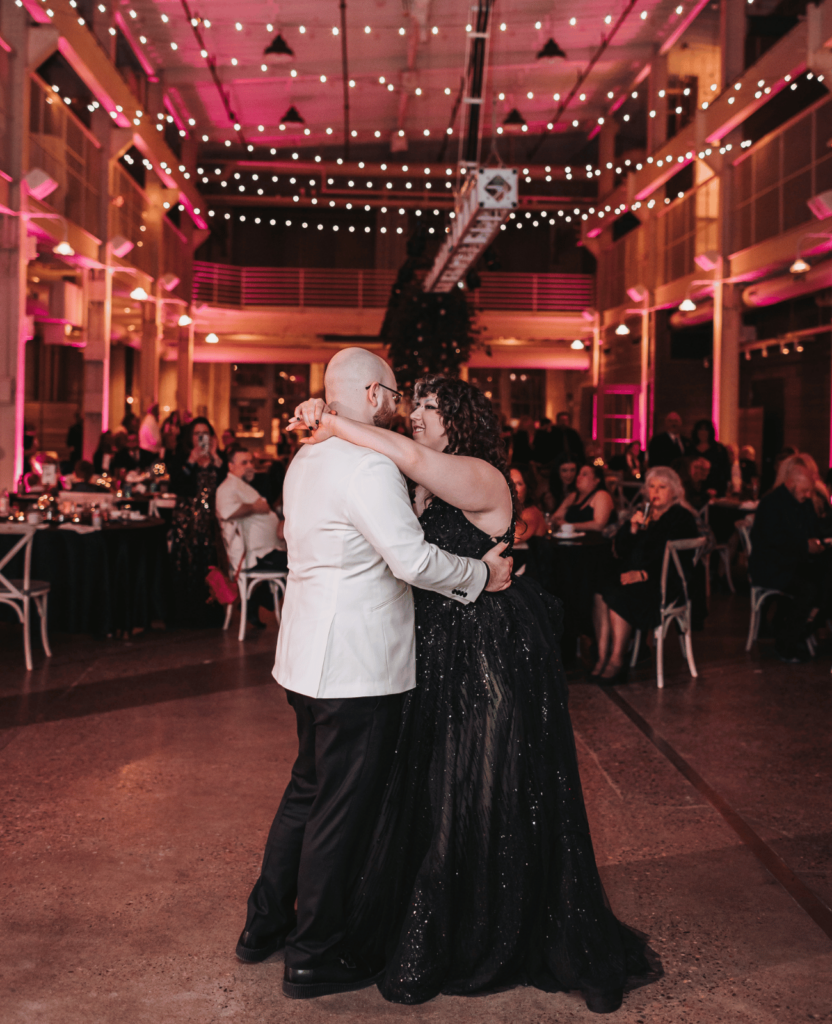 Image of a couple dancing in The Machine Shop, a Minneapolis Wedding Venues. 